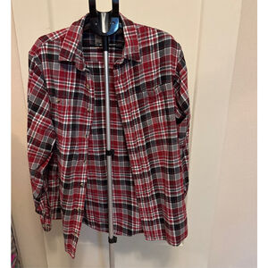 Men's Red Head XLT Red Black Grey Plaid Flannel Casual Button Down Shirt